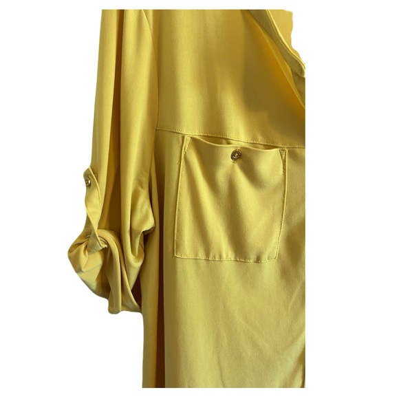 ELLEN TRACY Mustard Button-Down Shirt Sz 1X Plus Workwear Office Lightweight - Picture 11 of 11